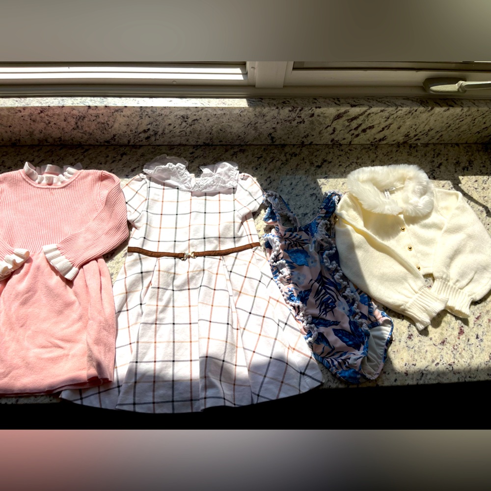 Janie and Jack dress and cardigan + Tommy Bahama swim kids lot